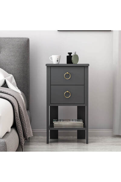 Betroya Cevheri 2 Çekmeceli Komodin - Antrasit