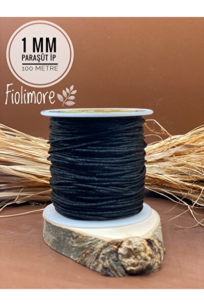 Fiolimore Paraşüt İpi 1 mm Siyah 1.Kalite (1 Bobin 100 Metre) Takı Bileklik İpi