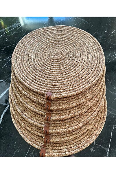 EYLCOTTON 6 Pieces Jute Straw Coasters / American Serving Presentation Plate Mats Table Organizer