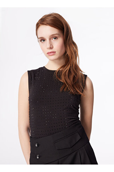 Fabrika Bisiklet Yaka Baskılı Siyah Kadın Body F4SL-TST0645