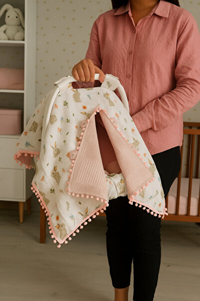 Babycitytr %100 Pamuk Müslin Kumaş Çift Taraflı Puset Anakucağı Örtüsü