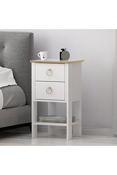Betroya Cevheri 2 Çekmeceli Komodin - Beyaz / Beyaz