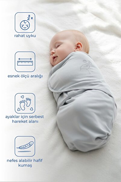 Babyjem قماط أطفال قطني متشابك باللون الرمادي