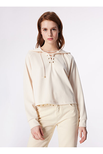 Fabrika Açık Bej Kadın Kapüşonlu Sweatshirt F4SL-SWT0192