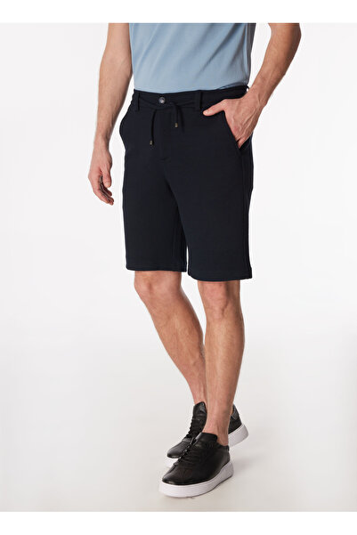 Fabrika Bağlamalı Bel Basic Lacivert Erkek Bermuda Şort F4SM-SHT-0757