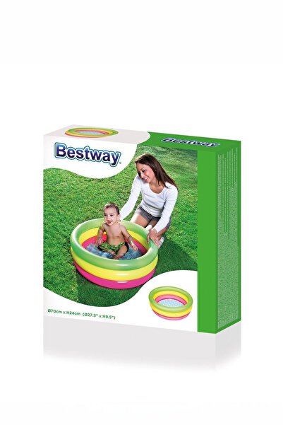 BESTWAY Bebek Havuzu Renkli Ve 10 Adet Toplu Şişme Çocuk Havuzu Seti 51128 Oyuncaklı 70cm x 24cm