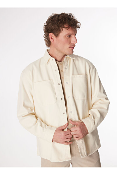 Fabrika Ekru Erkek Basic Denim Gömlek F4SM-GML 115