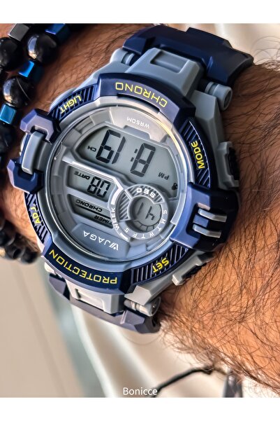 Jaga Su Geçirmez,kronometreli,havuzdeniz Kullanımına Uygun,lacivert Spor Dijital Erkek Kolsaati+bileklik