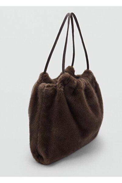 MANGO Woman Kürk görünümlü omuz çantası