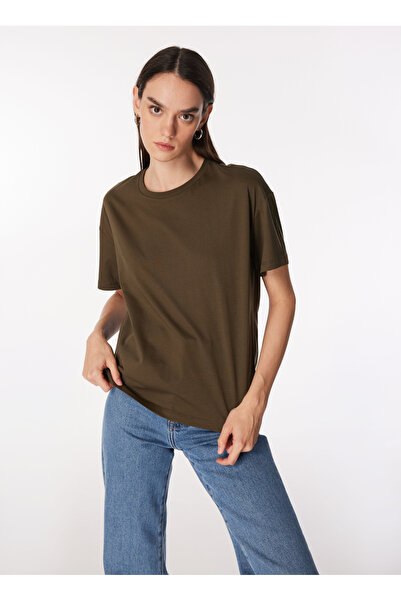 Fabrika Haki Kadın Bisiklet Yaka Basic T-Shirt F4SL-TST0361