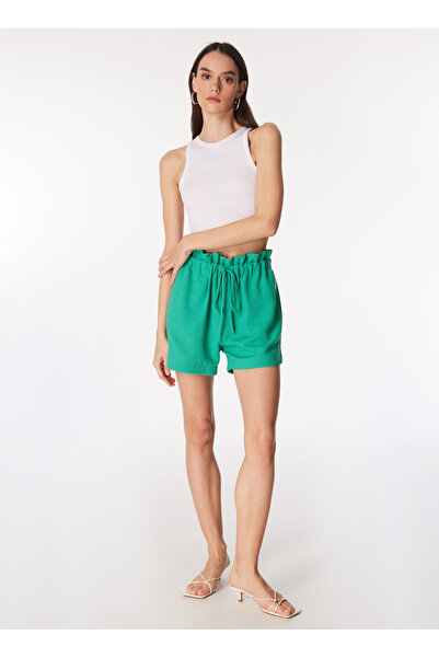 Fabrika Lastikli Bel Basic Yeşil Kadın Şort F4SL-SHT0801
