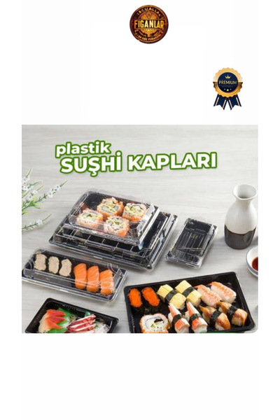 figanlar ambalaj Küçük Boy 16x9 cm  Suşi ve Lokum kabı kapaklı   plastik lokum kutusu 100 adet