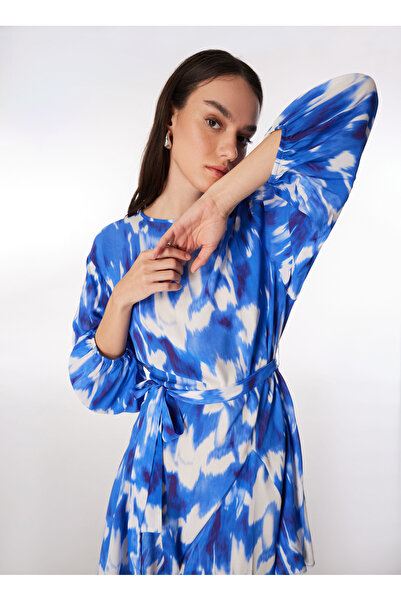 Fabrika Lacivert - Beyaz Kadın Bisiklet Yaka Basic Elbise F4SL-ELB0448