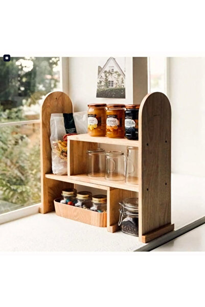 Vera Bambu Bambu 2 Katlı Akordeonlu Baharat ve Saklama Rafı,Kahve Köşesi,Çay ...