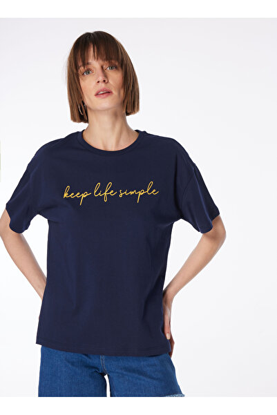 Fabrika Lacivert Kadın Bisiklet Yaka Basic T-Shirt F4SL-TST0746