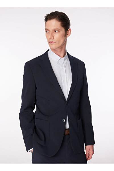 Fabrika Lacivert Erkek Mono Yaka Slim Fit Bi Strech Ceket F4SM-CKT 0951