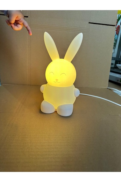Rekatech Rabbit Night Light - Rabbit Modern Decorative Table Lamp Lampshade - 23 cm