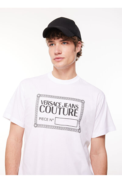 VERSACE JEANS COUTURE Bisiklet Yaka Beyaz Erkek T-Shirt 75GAHT09CJ00T003