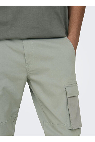 Only & Sons Water Green Men'sCargoTrousers - Elastic Leg,ONSCAMStage,CargoCuff,LIFE6687 N