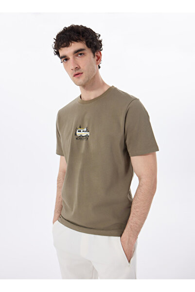 Discovery Expedition Haki Erkek Bisiklet Yaka Relaxed Baskılı T-Shirt D4SM-TS...