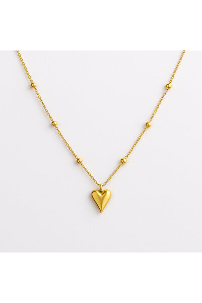Hubjua Royal قلادة من الفولاذ الذهبي على شكل قلب فاخرة قابلة للتعديل