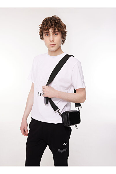 Replay Bisiklet Yaka Desenli Beyaz Erkek T-Shirt M6681 001 WHITE