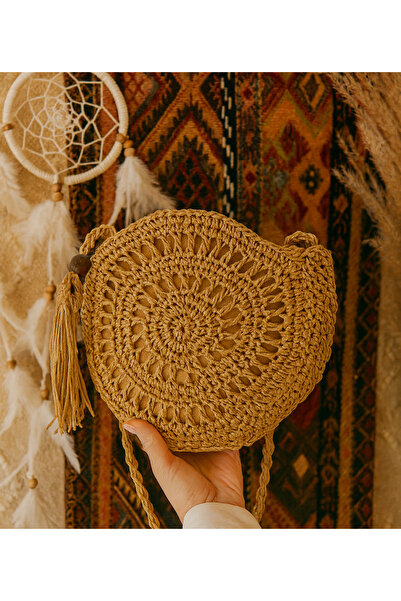 Methera Yuvarlak Bohem Hasır Çanta