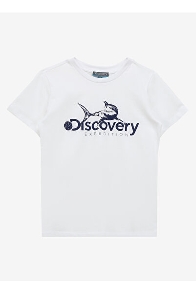 Discovery Expedition Kırık Beyaz Unisex Çocuk Bisiklet Yaka Basic Baskılı T-S...