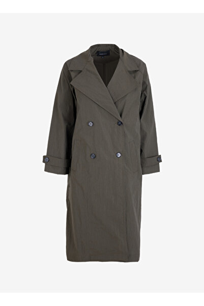 Fabrika Koyu Haki Kadın Oversize Pardösü F4SL-TRC0412