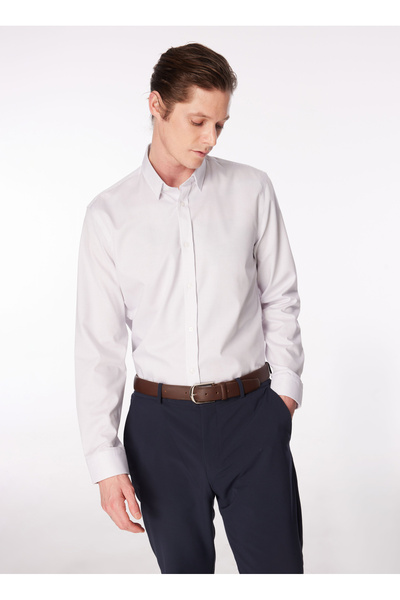 Fabrika Gri Erkek Alttan Britli Basic Ekose Non Iron Gömlek F4SM-GML 0229