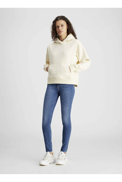 Calvin Klein Jeans Kapüşon Yaka Baskılı Açık Sarı Kadın Sweatshırt J20J222895ZCY