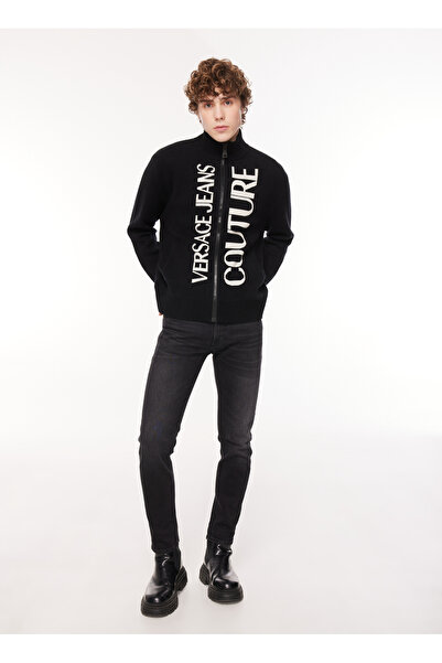 VERSACE JEANS COUTURE Normal Bel Normal Paça Slim Fit Siyah Erkek Denim Panto...