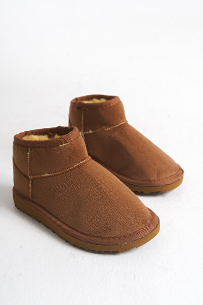 Moda Lime Παιδικές μπότες για κοριτσάκια Tan Cinnamon Ultra Mini Suede με επένδυση από γούνα, χειμερινή χοντρή σόλα