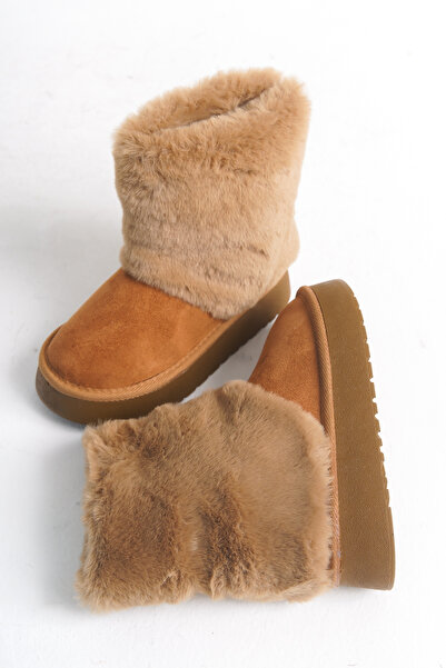 Moda Lime Kız Çocuk Kürklü Kolay Giyim Soğuk Havaya Dayanıklı Esnek Rahat Taban Kışlık Bot Çizme