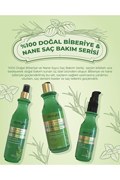 Dermokil %100 Doğal Biberiye Ve Nane Suyu Saç Bakım Serisi