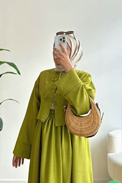 ENDAMIM Σετ λινό φούστα