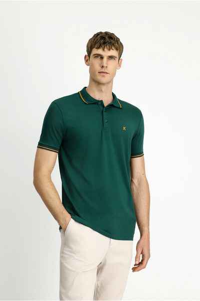 Kiğılı Μπλουζάκι Polo Neck Slim Fit Slim Fit Κεντημένο μονό ζέρσεϋ βαμβακερό μπλουζάκι