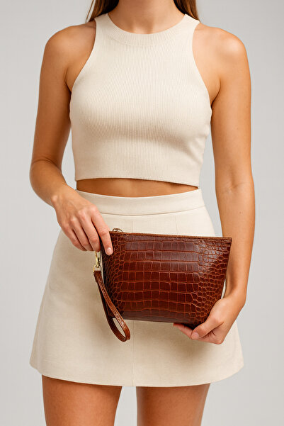 Bagfoni Дамска чанта за грим с крокодилски мотив, подходяща за пътуване, плаж...