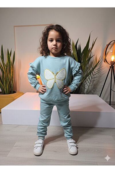 Miniworld Girl's Top and Bottom Set with Ruffled Sleeves, Hand Embroidery, Embossed Flower, 100% Cotton