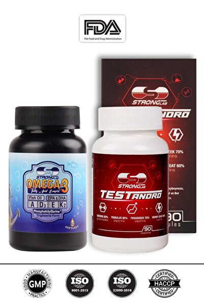 Strong Lab Testandro & Omega Fatty Acid Complex, Epa Dha, A,d3,e,k2, Balık Ya...