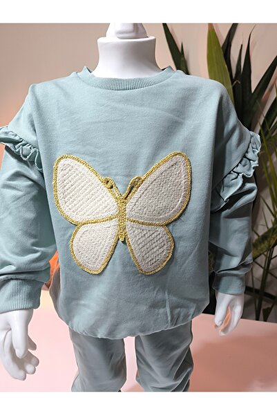 Miniworld Girl's Top and Bottom Set with Ruffled Sleeves, Hand Embroidery, Embossed Flower, 100% Cotton