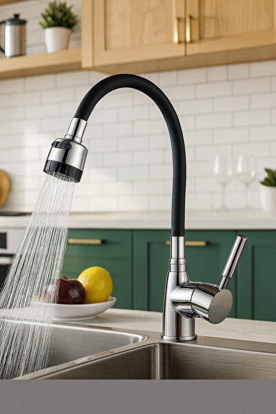 SUVİA "صنبور مطبخ دلتا أسود كروم مع رأس متحرك - تصميم عصري، متين، ضمان لمدة ع...