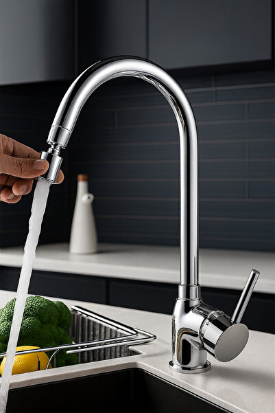 SUVİA Krom Delta Mutfak Bataryası Spiralli Evye Musluğu Modern Şık Tasarım Da...