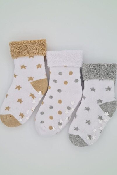 Defne Baby 3 чифта унисекс бебешки-детски чорапи с неплъзгаща се подметка за ...