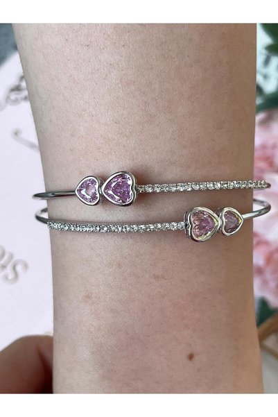 perry accessories سوار فولاذي فاخر مرصع بحجر الزركون الوردي، سوار على شكل فراشة وقلب ونجمة، هدية رائعة