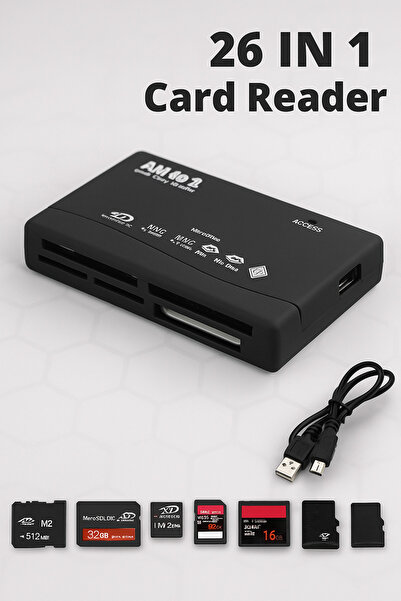 L'eDoren VİP Çoklu Kart Okuyucu 43 In 1 Usb Sd Sdhc Mini Micro Sd M2 Mmc Xd Cf