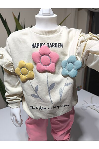 Miniworld Girl's Top and Bottom Set with Ruffled Sleeves, Hand Embroidery, Embossed Flower, 100% Cotton