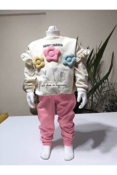 Miniworld Girl's Top and Bottom Set with Ruffled Sleeves, Hand Embroidery, Embossed Flower, 100% Cotton