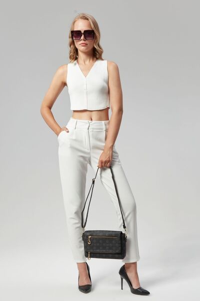 Morpelikan Monogram Patterned Women's Portfolio - 4 Compartment Crossbody Shoulder Bag