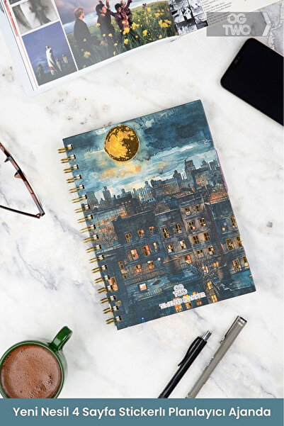 Muhtelif Ogtwo Dark Cıty Aram 17X24 Cm Stickerlı Süresiz Planlama Sert Kapakl...